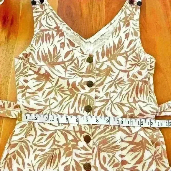 Monteau Los  Angeles Boho Tropical Pattern Sleeveless V Neck Wide Leg Romper - Picture 12 of 14